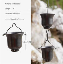 WKNHHL Rain Chain, T2 Copper for Gutters, Roof Rain Catcher/Diverter, Unique Metal Link for Villa Temples,2.4m/8ft