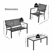 DUYHBAWRS 4 PCS Patio Furniture Set Sofa Coffee Table Steel Frame Garden Coffee Table Loveseat Chair
