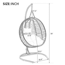 Merax Folding Hanging Egg Chair with Stand, Indoor Outdoor Wicker Hammock Swing Chair with Adjustable Anti-Slip Feet for Balcony, Bedroom, Garden