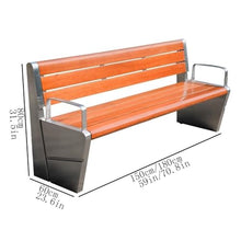 yinxx240708 Heavy-Duty Outdoor Benchs Stainless Steel Frame Wooden Bench, Outdoor Park Backrest Chair Garden Patio Leisure Seating Slatted Seat for Park, Yard & Porch(Large)