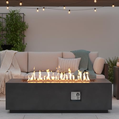FammyLoft 60" MGO Propane Fire Pit Table, 60,000 BTU Rectangular Gas Fire Pit for Outside Patio, Backyard, Pool, Free Lava Rocks & Rain Cover, Dark Gray