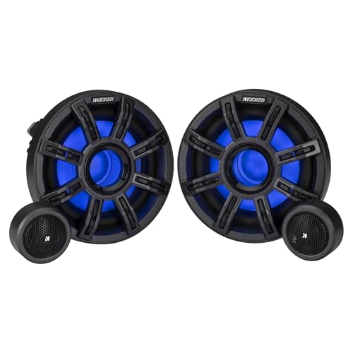 KICKER 51MSS654 MSS 6.5-Inch Premium Marine 4-Ohm LED Component System Pair