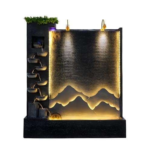81.9 Inch Cement Concrete Fountain with LED Light for Indoor, Outdoor Decoration, Garden, Balcony, Housewarming Gift, Home Delivery(Left)