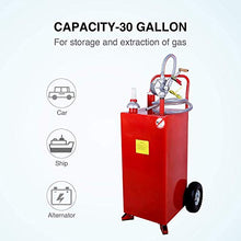 Nurxiovo Pro 30 Gallon Gas Caddy Hand Siphon Fuel Diesel Transfer Pump Portable Fuel Storage Tank Rolling Gasoline Can for Car Boat ATV with Wheels