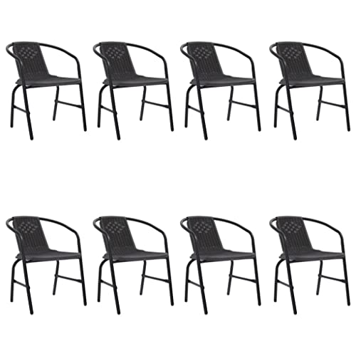 ZQQLVOO Garden Chairs 8 pcs Plastic Rattan and Steel 242.5 lb, Outoor Bar Height Stools, Outdoor Dining Chair, Patio High Top Bar Height Stool Chairs for Home Entertaining