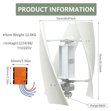 14000W Vertical Axis Wind Turbine, VAWT generator, 12V/24V/48V/110V/220V, energy efficient wind power for Home Permanent Maglev Energy Wind Turbine, with MPPT Controller White-12V