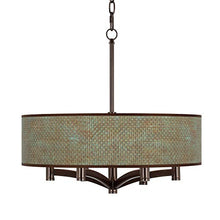 Interweave Patina Ava 6-Light Bronze Pendant Chandelier with Print Shade