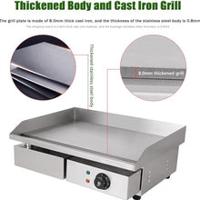 Commercial Electric Griddle 3000W BBQ Grill Stainless Steel Countertop Full Flat Hot Plate Grill Non-Stick Restaurant Teppanyaki