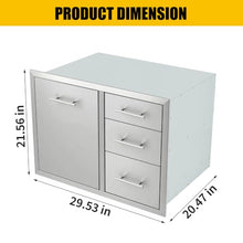 Outdoor Kitchen Drawer 29'' x 20'' x 21'' - Weatherproof Stainless Steel