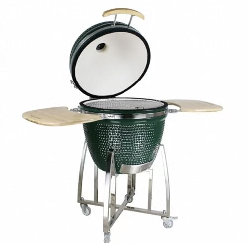 JOSOGO 21 Inch Ceramic Grill, Outdoor Charcoal Grill for Backyard, Patio & Camping, High Temperature Barbecue Grill(Deep Green)