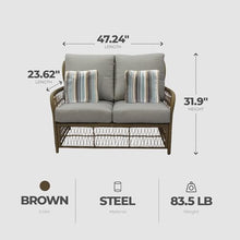 Four Seasons Courtyard Positano Wicker Loveseat Bench with 2 Accent Pillows