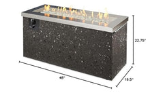Outdoor GreatRoom Co Propane Fire Pit Table - Key Largo Gas Fire Pits for Outside Patio - 48 Inch Rectangular Stainless Steel Firepit Fire Table, Stucco Base, Glass Tabletop Cover, 80,000 BTU