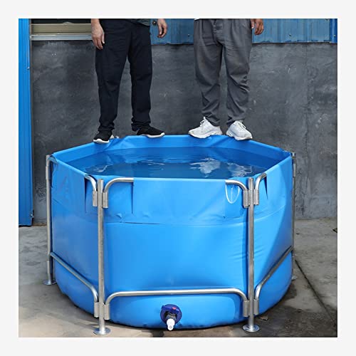 Pool Above Ground Circular Canvas Fish Pond, Aquarium Pool Pond With Stand Solid Structure Upgrade Large Water Tank With Drain Valve Koi Breeding, Garden Irrigation ( Color : Blue , Size : 1.2x1m )
