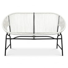 OYEFIT Outdoor Patio Wicker Loveseat, White PE Rattan, 52-Inch Wide,White PE Rattan, Black Iron Frame, 52 x 28.25 x 33 in, 42-in seat Width, Two-seat Design, Assembly Required