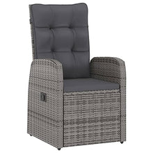 LKJVFCPW 7-Piece Outdoor Patio Dining Set with Reclining Chairs, Poly Rattan Garden Furniture Table and Cushion Set, Gray