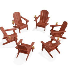 PLUUV Adirondack Chair Set of 6, Fire Pit Chair with Cup Holder, Terracotta