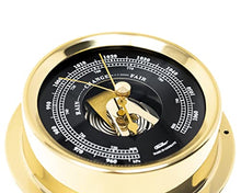Fischer 1508B-45.6 - Maritime Inner Barometer - 125 mm Pressure Gauge, Black Dial, Brass Case, Made in Germany