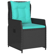 LKJVFCPW 7-Piece Garden Dining Set, Outdoor Patio Furniture with Cushions, Black Poly Rattan Table and 6 Chairs for Backyard, Deck, and Poolside