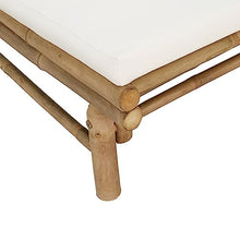 LKJVFCPW 5 Piece Bamboo Patio Lounge Set with Cream White Cushions, Rustic Garden Bench and Chairs for Outdoor Seating