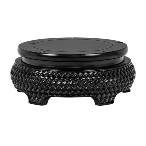FYorbitH Bonsai Base Black Relief Sculpture Pedestal Display, Flowerpot Vase House Plant Accessories Decor Base Plant Stand(Small)