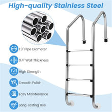 BAYUELSWU In-Ground Swimming Pool Ladder, Stainless Steel 4 Steps Pool Ladder Step, Heavy Duty Non-Slip Ladder Easy Assembly for Indoor/Outdoor Pool, Max Load Capacity 440 lbs