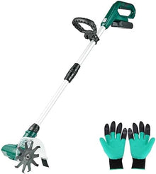 JKSVTF Electric Scarifier Cordless 20V Handheld Rotavator with Rechargeable Battery, 6Cm Working Depth, Portable Electric Tiller for Gardens, Vegetable Plots, Greenhouses
