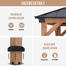 ABCCANOPY Wood Gazebo 11x13 Black - Outdoor Patio Wooden Gazebo with Hardtop Metal Double Roof