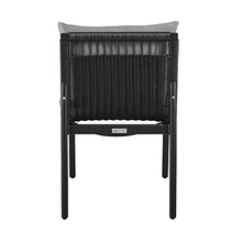 Armen Living Grand Outdoor Patio Dining Chairs in Aluminum with Grey Cushions - Set of 2