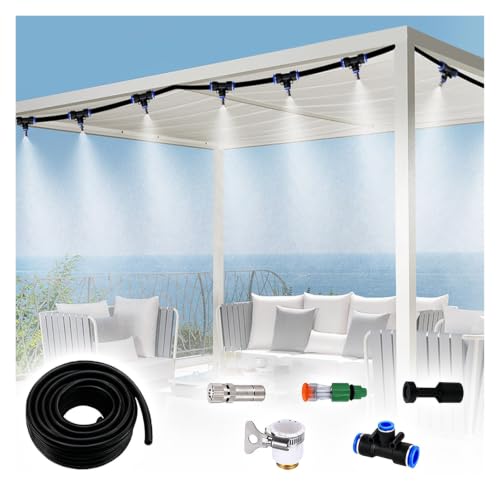 ERRULAN Patio Misting System Kit, Outdoor Cooling System for Garden & Backyard, Water Mist Cooling Kit for Terrace, Camping Canopy & Heat Relief