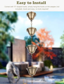 YUSIWOAL Antique Iron Rain Chains for Outdoor Garden Decor, Easy to Install Roof Gutter Replacement(Style a,4.5M (14.8Ft))