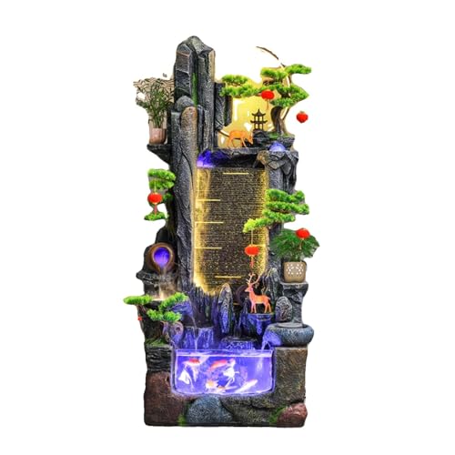 GLigeT Outdoor Water Fountain Water Fountain with Rockery, Circulating Water Landscape Fish Tank, Living Room Balcony Office Decorations Outdoor Fountain(Size:Small-A)