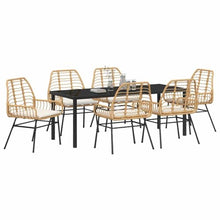 Molumvel 7 Pcs Poly Rattan Dining Set, Weather-Resistant Patio Furniture