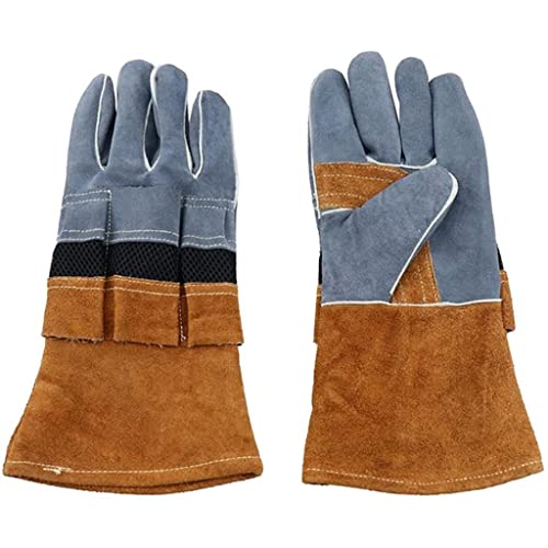 KMHJFXX Outdoor Camping Flame-Retardant Insulated Cowhide Barbecue Protective Gloves BBQ Tool Gloves Accessories(D)
