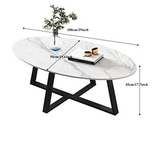HASMI Living Room Table Simple Design Oval Coffee Table Center Table for Living Room Small Spaces, Side Table with Rockboard Tabletop and Metal Frame, 39inch Outdoor Side Table (Color : Gray+Black)