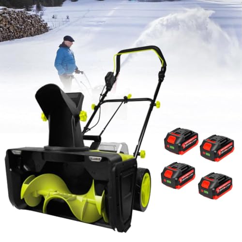40V Cordless Snow Blower, 20-Inch Electric Snow Thrower 4batteries