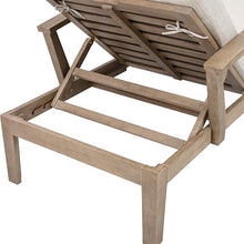 SAFAVIEH Couture Outdoor Patio Furniture Collection - Martinique Chaise Lounge Chair, Natural Teak Solid Wood with Removable Beige Cushions (CPT1066A)