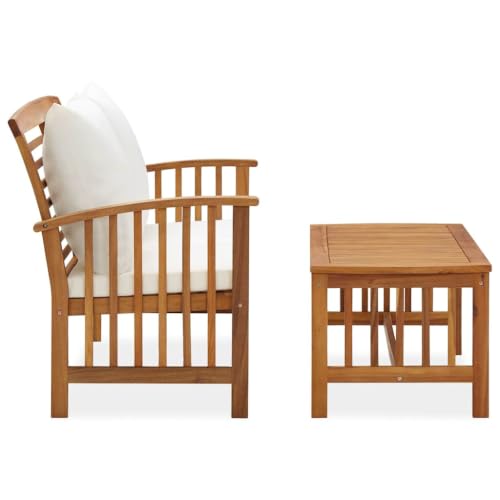 RJPLMFV 2 Piece Patio Lounge Set with Cushions Solid Acacia Wood