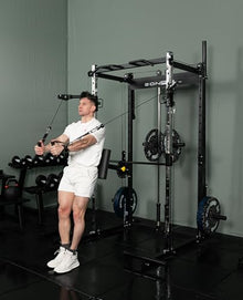 EonfitOmni Power Rack with LAT Pulldown Cable Crossover Pulley System Black7