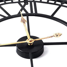 SBTXHJWCGLD Home Clock 60cm Large Round Black Metal Black Wall Clock Large Clock Garden Outdoor Wall Clock Antique Vintage Retro Style Roman Numerals
