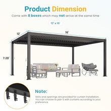 12' x 16' Patio Pergola with Adjustable Roof & Aluminum Frame for Backyard