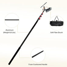 Window Cleaning Brush, Hydro-Retractable Brush with Scraper 6m/9m/12m, Cleaning Photovoltaic and Solar Panels, 29 Cm Five-Sided Brush Head,9M/29FT