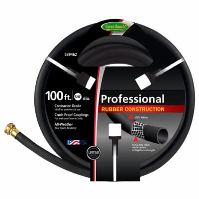 Green Thumb 100' x 5/8" Professional Contractor Black Rubber Garden Hose Pack of 6 Black