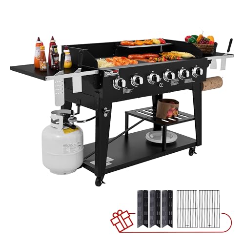 Royal Gourmet GD601B 6-Burner Gas Grill and Griddle Combo, 2-in-1