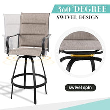 Vongrasig 4 Piece Outdoor Patio Swivel Bar Chairs, All Weather Padded Sling Textile High Top Bar Stools, Bistro Set for Backyard, Lawn Garden, Balcony, Gray