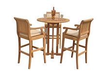 WholesaleTeak Grade-A Teak Wood Giva 4 Pcs Bar Set with 36" Round Table & 3 Arm Chairs