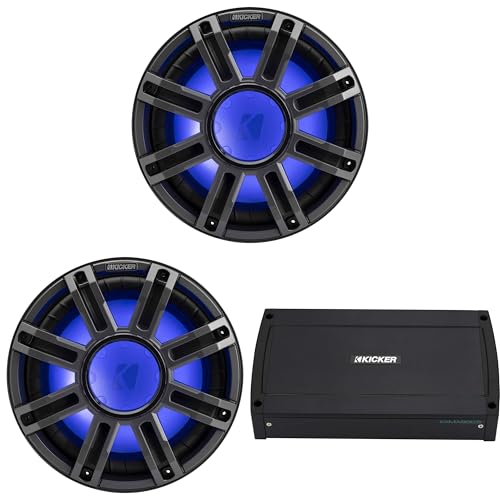 KICKER 12-Inch Premium Marine Subwoofer & 4-ohm Marine Amp Bundle