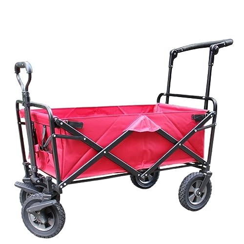 BIOMICE Collapsible Wagon Portable Folding Garden Trolley Cart Trolley Wagon Shopping Cart for Outdoor Camping Pull Truck with 4 Wheels Garden Cart(D)