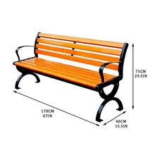 SEKEED Outdoor Benches Cast Aluminum Preservative Wood 67IN(170CM) Patio Garden Bench Perfect for Backyard, Lawn, Porch, Path