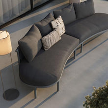 Modway Porta 2-Piece Outdoor Modular Sofa Set in Charcoal Anthracite – Modular 127 Inch Outdoor Sofa with Aluminum Frame, Woven Rope Detail, and Cushions