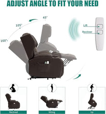 UOPYNE Power Lift Recliner Chair with Massage and Heating, Electric Reclining Sofa for Elderly with Side Pocket and USB Charging Port, Overstuffed Upholstered Home Theater Seating